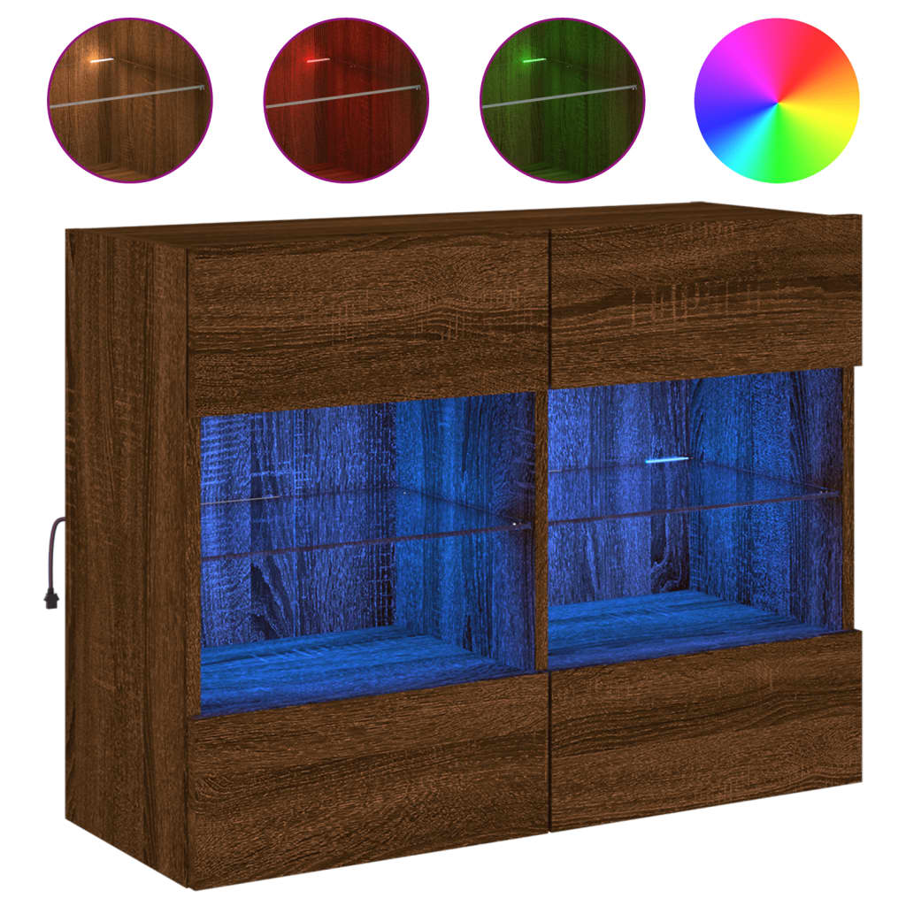 Zidni TV ormarić s LED svjetlima boja hrasta 78,5x30x60,5 cm