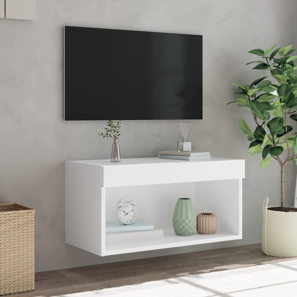 TV ormarić s LED svjetlima bijeli 60 x 30 x 30 cm