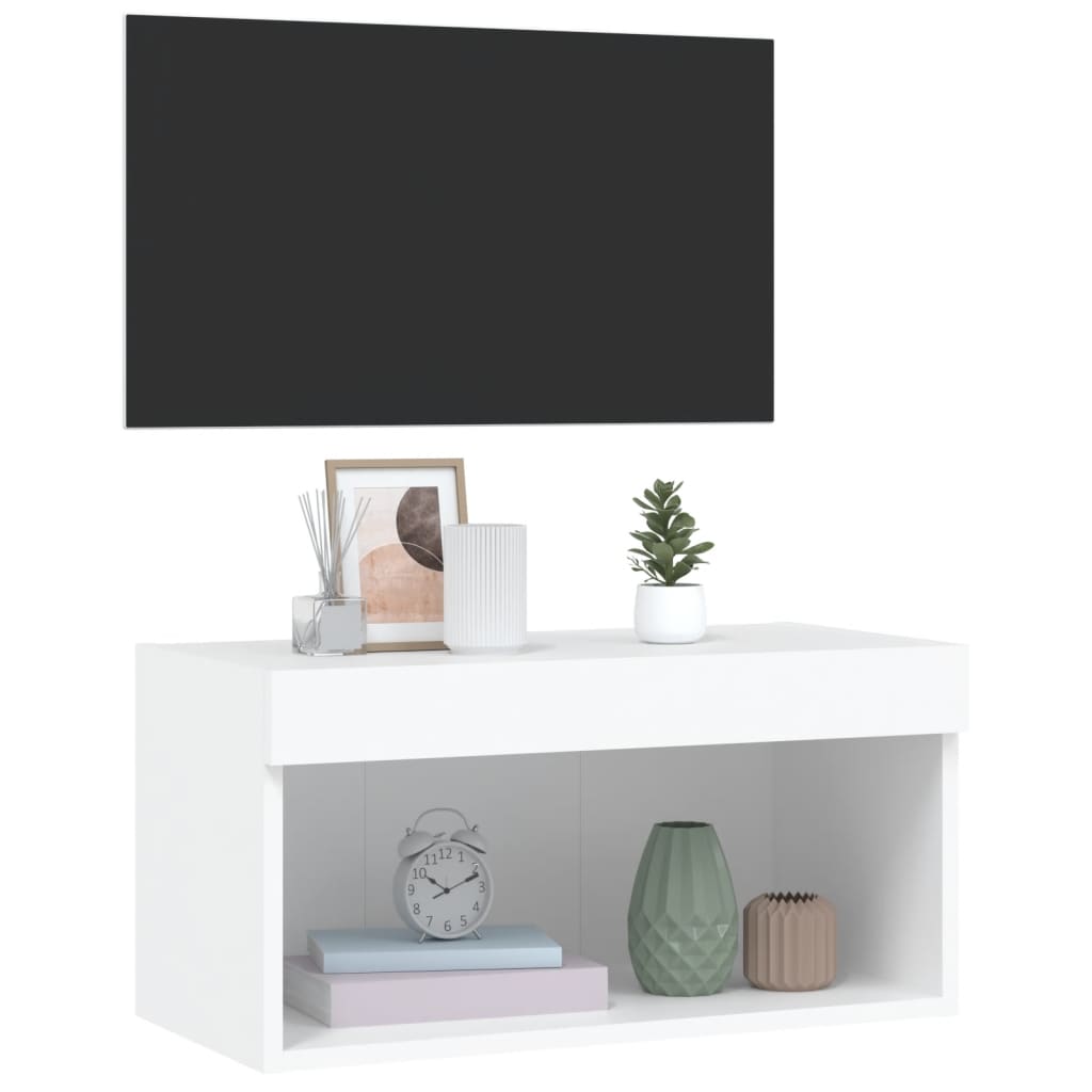 TV ormarić s LED svjetlima bijeli 60 x 30 x 30 cm