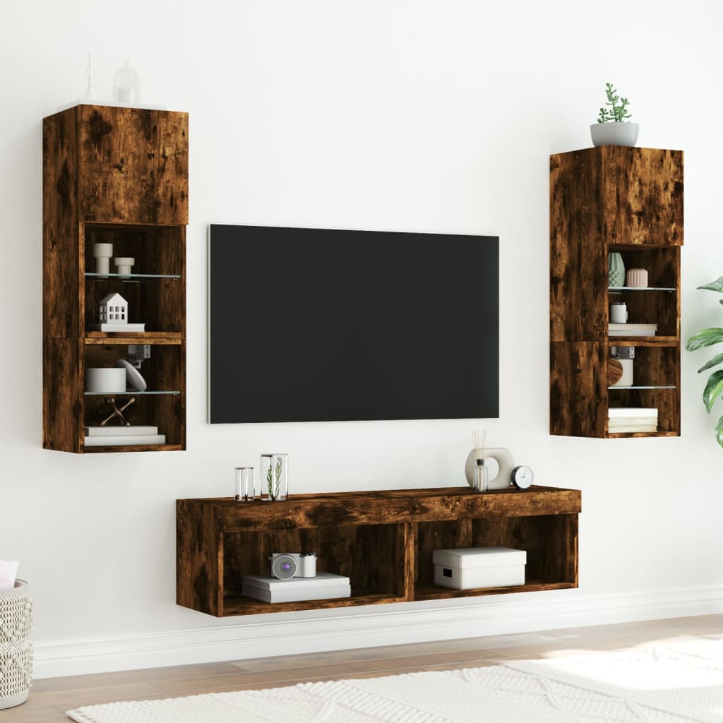 TV ormarić s LED svjetlima boja dimljenog hrasta 60x30x30 cm