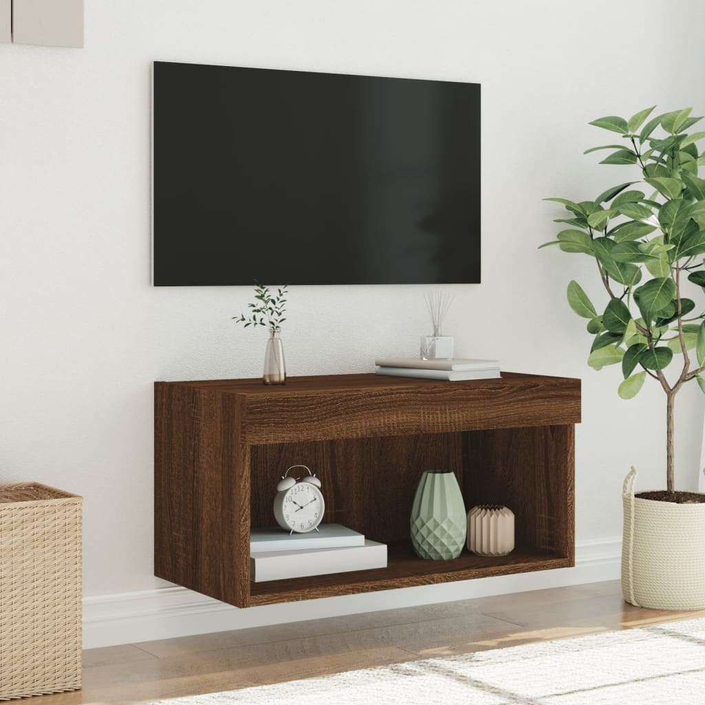 TV ormarić s LED svjetlima boja smeđeg hrasta 60x30x30 cm