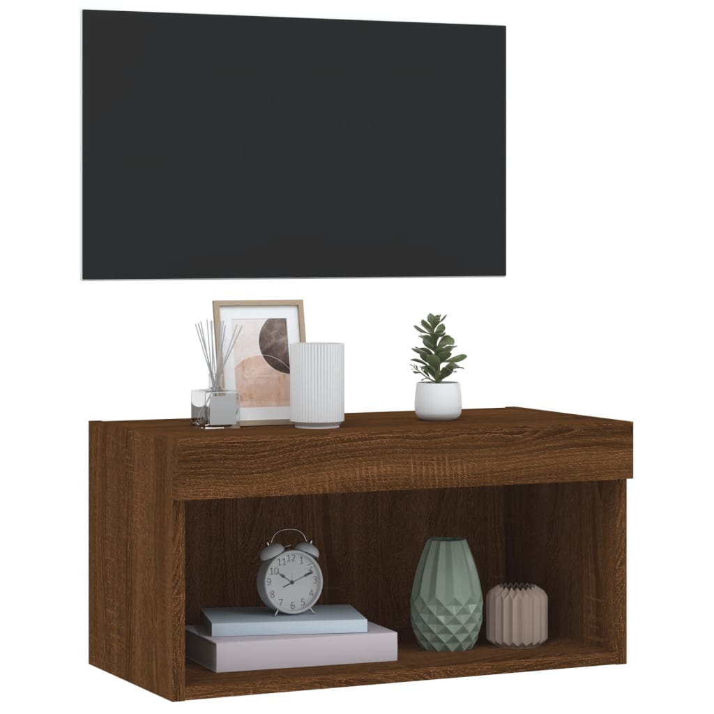 TV ormarić s LED svjetlima boja smeđeg hrasta 60x30x30 cm