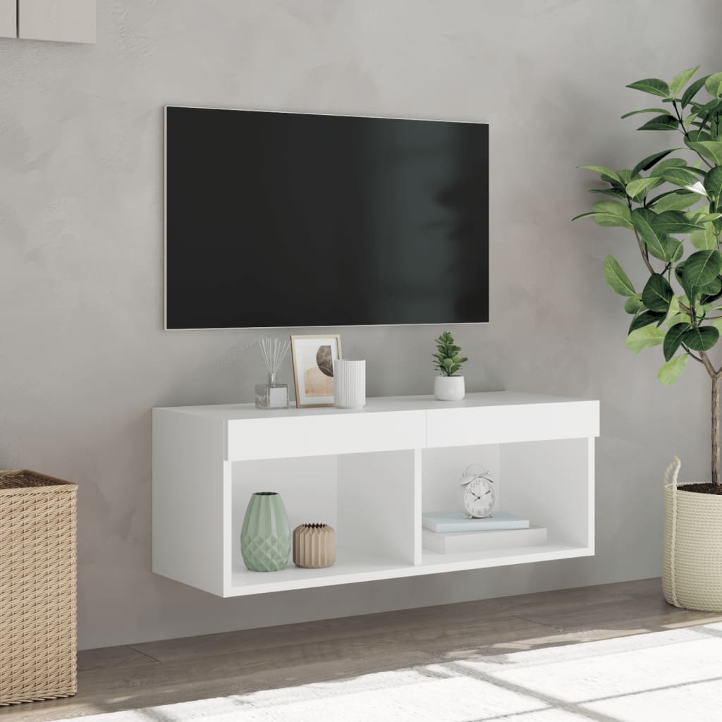 TV ormarić s LED svjetlima bijeli 80x30x30 cm