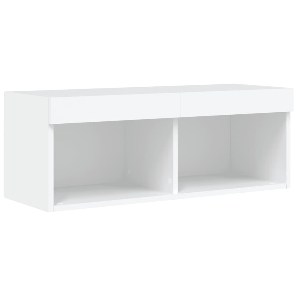 TV ormarić s LED svjetlima bijeli 80x30x30 cm