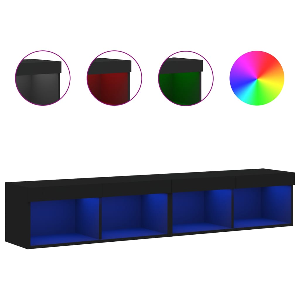TV ormarići s LED svjetlima 2 kom crni 80x30x30 cm