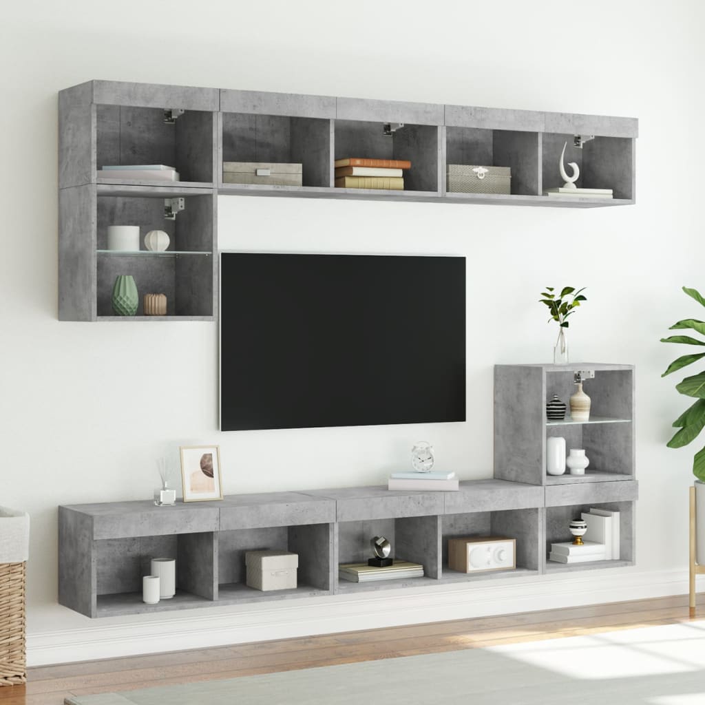 TV ormarići s LED svjetlima 2 kom siva boja betona 80x30x30 cm