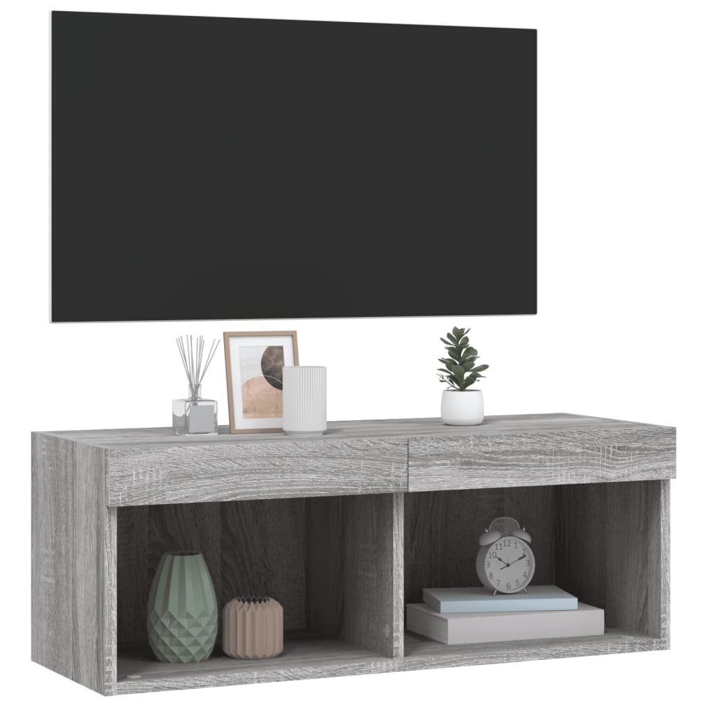 TV ormarić s LED svjetlima boja hrasta 80x30x30 cm