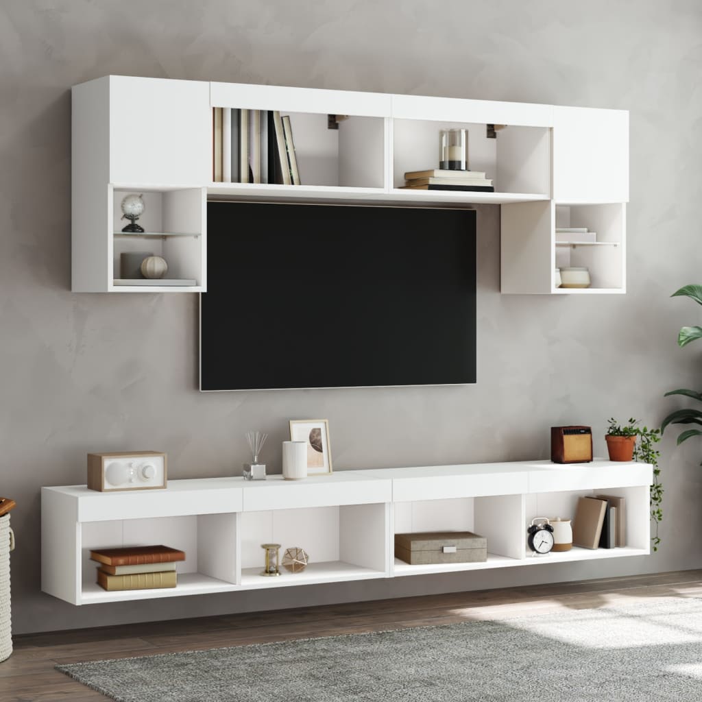 TV ormarić s LED svjetlima bijeli 80x30x30 cm