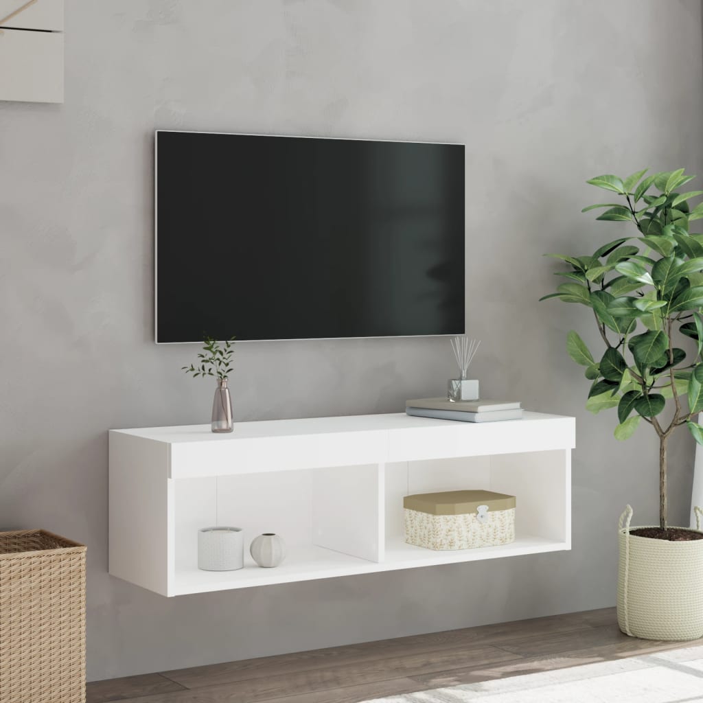 TV ormarić s LED svjetlima bijeli 80x30x30 cm
