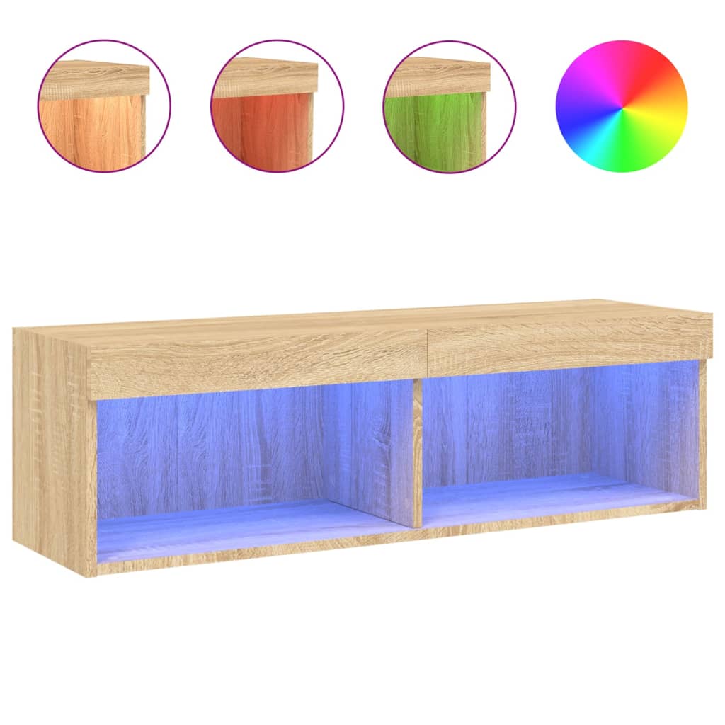 TV ormarić s LED svjetlima boja hrasta sonome 100x30x30 cm