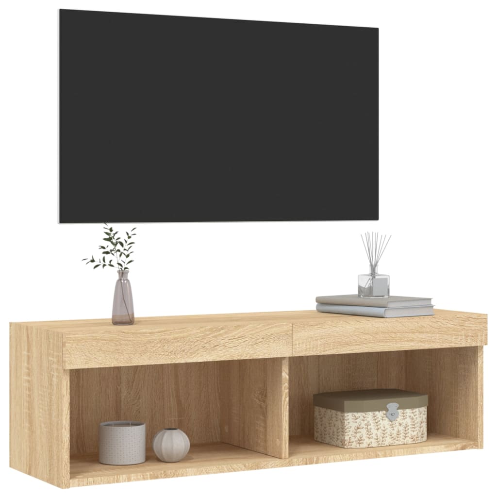 TV ormarić s LED svjetlima boja hrasta sonome 100x30x30 cm
