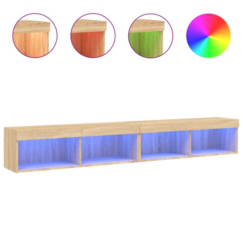 TV ormarići s LED svjetlima 2 kom boja hrasta 100x30x30 cm