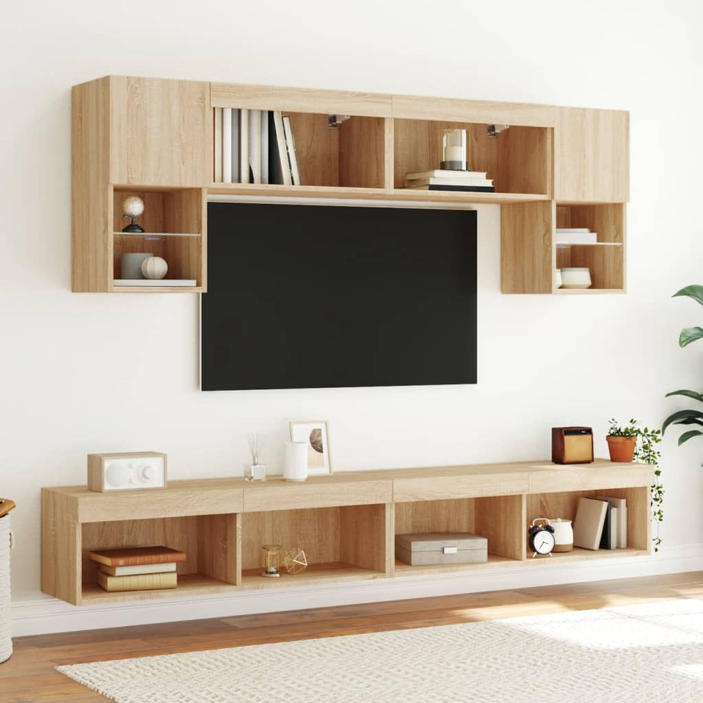 TV ormarići s LED svjetlima 2 kom boja hrasta 100x30x30 cm