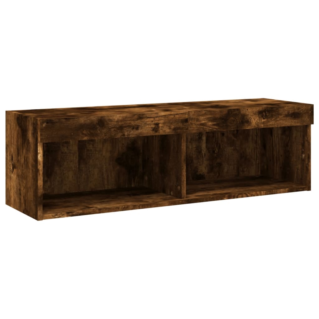 TV ormarić s LED svjetlima boja dimljenog hrasta 100x30x30 cm