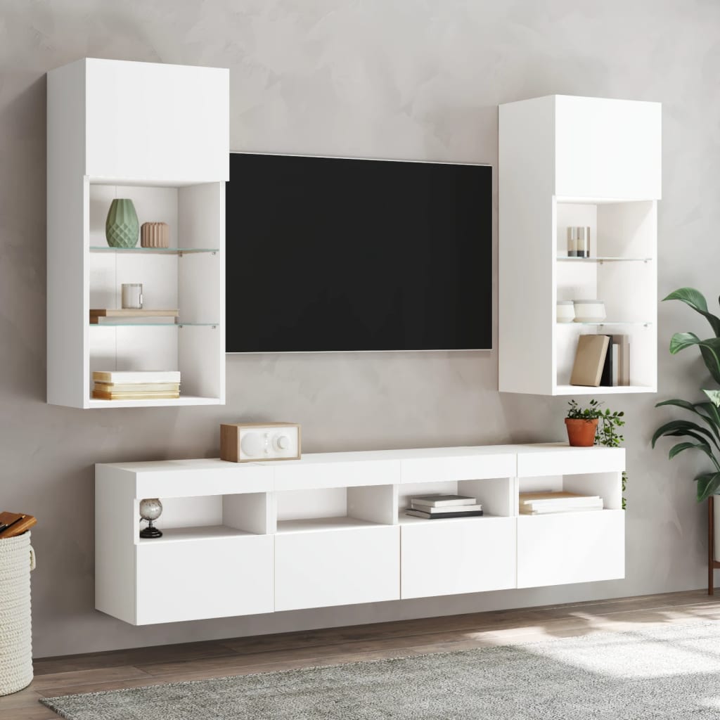 Zidni TV ormarić s LED svjetlima bijeli 40 x 30 x 40 cm