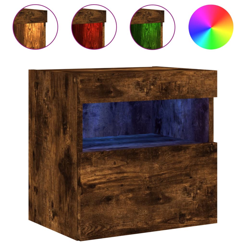 Zidni TV ormarić s LED svjetlima boja hrasta 40x30x40 cm