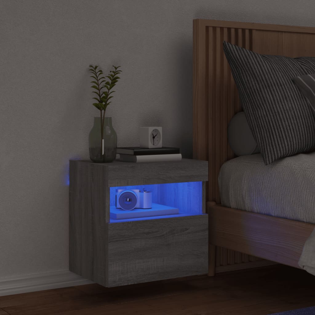 Zidni TV ormarić s LED svjetlima boja hrasta 40x30x40 cm