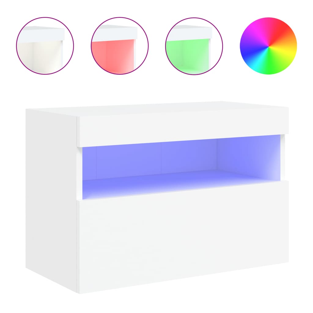 Zidni TV ormarić s LED svjetlima bijeli 60x30x40 cm