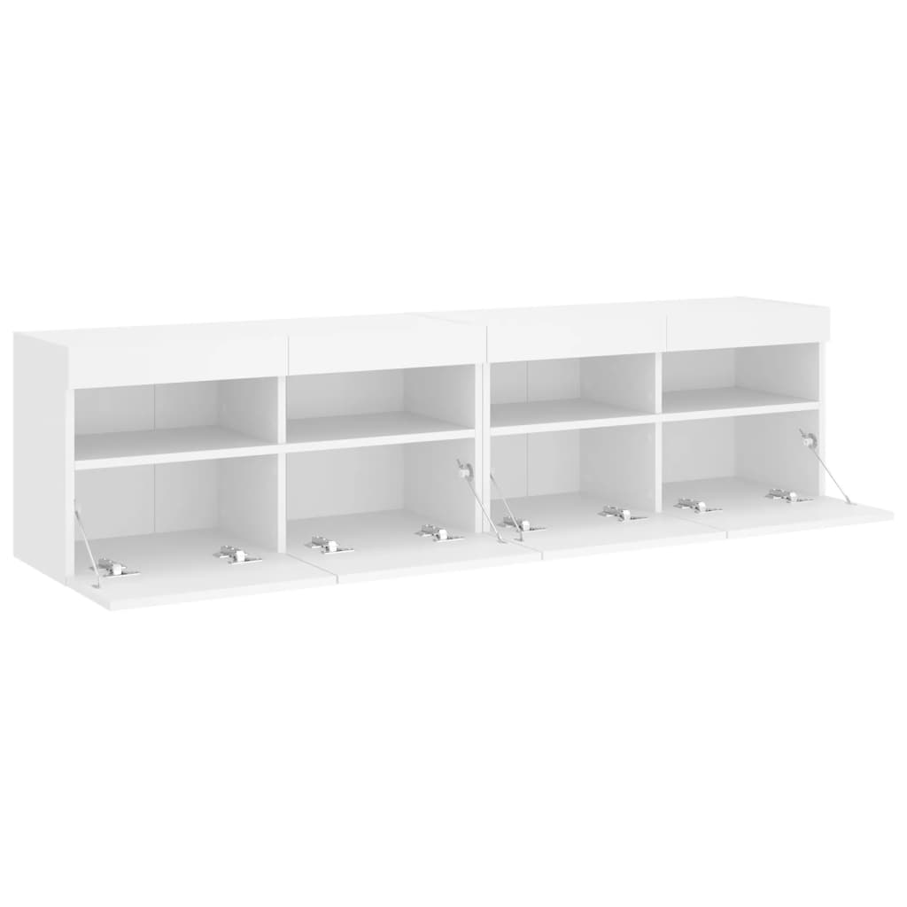 Zidni TV ormarići s LED svjetlima 2 kom bijeli 80 x 30 x 40 cm
