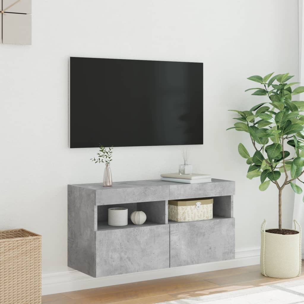 TV ormarić s LED svjetlima siva boja betona 80x30x40 cm