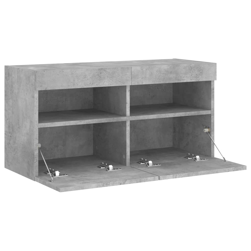 TV ormarić s LED svjetlima siva boja betona 80x30x40 cm