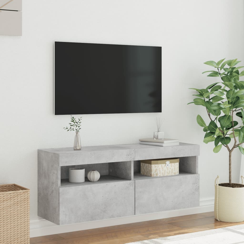 TV ormarić s LED svjetlima siva boja betona 100x30x40 cm