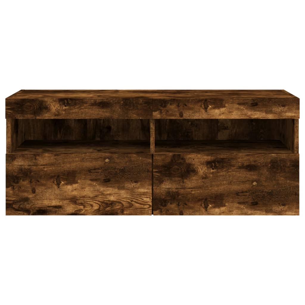 Zidni TV ormarić s LED svjetlima boja hrasta 100x30x40 cm