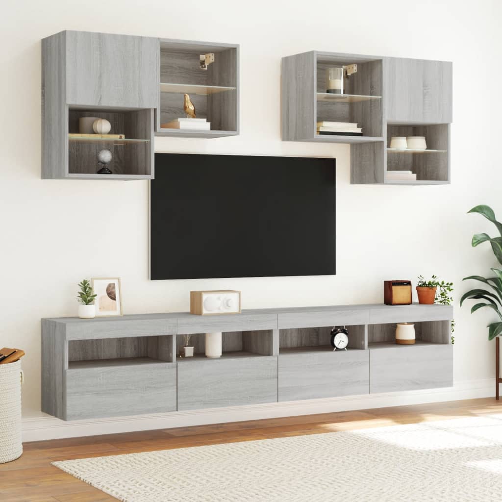Zidni TV ormarić s LED svjetlima boja hrasta 100x30x40 cm