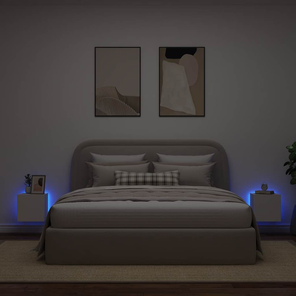 Zidni TV ormarići s LED svjetlima 2 kom bijeli 30,5x35x30 cm