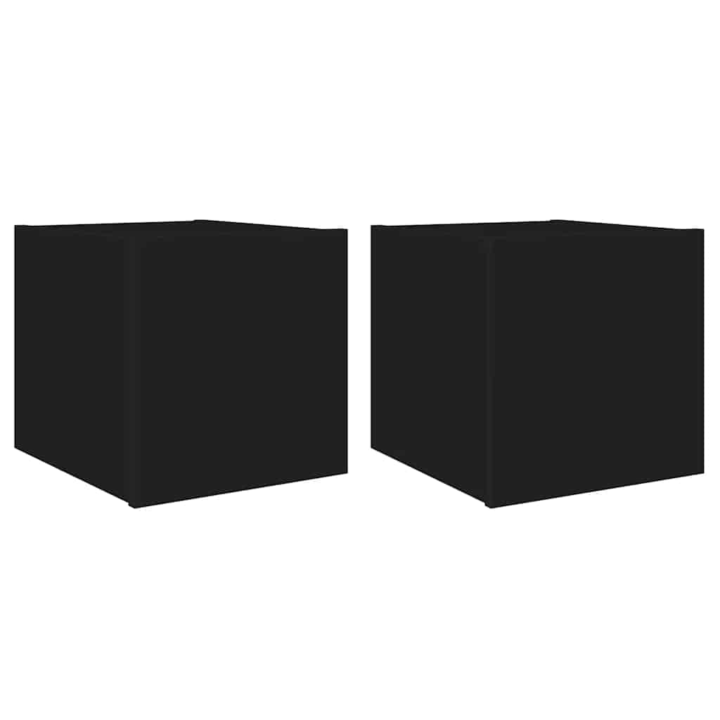 Zidni TV ormarići s LED svjetlima 2 kom crni 30,5 x 35 x 30 cm
