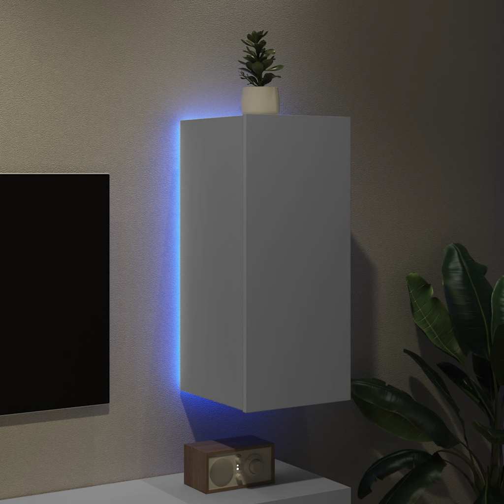 Zidni TV ormarić s LED svjetlima bijeli 30,5 x 35 x 70 cm