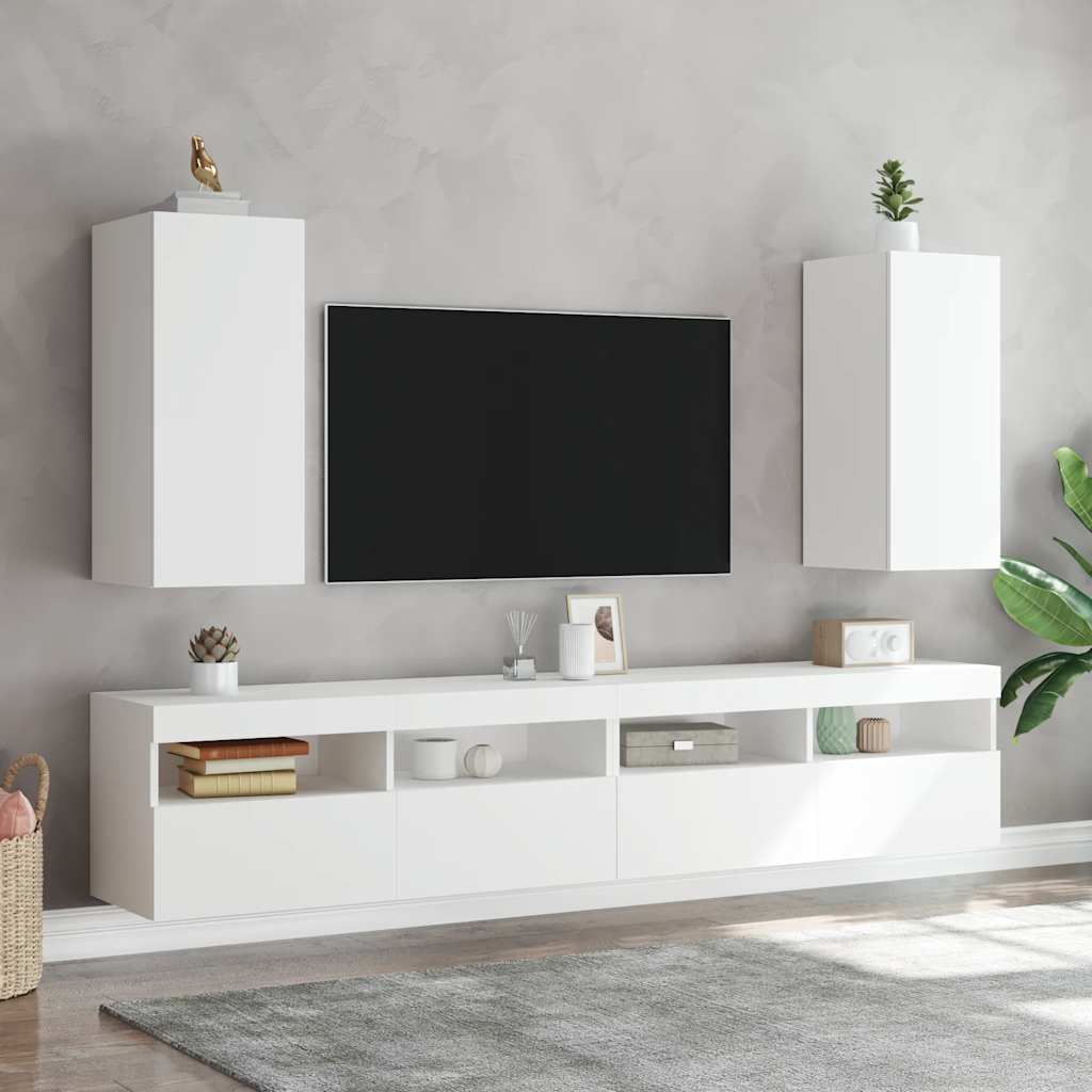 Zidni TV ormarić s LED svjetlima bijeli 30,5 x 35 x 70 cm