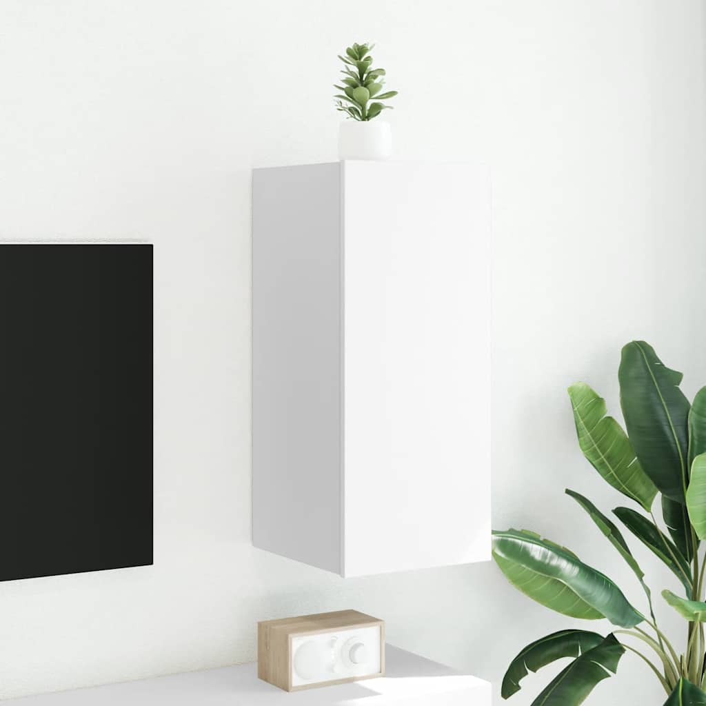Zidni TV ormarić s LED svjetlima bijeli 30,5 x 35 x 70 cm