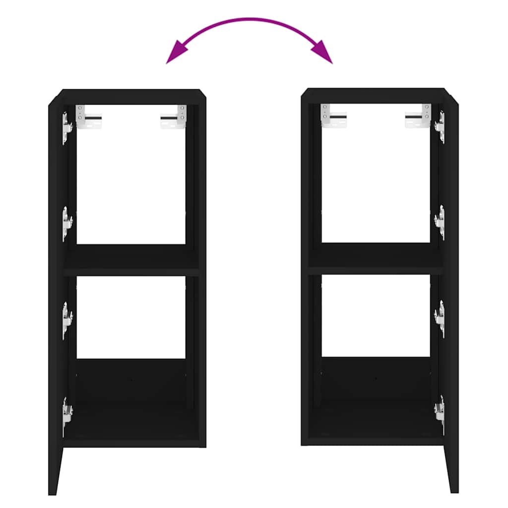 Zidni TV ormarić s LED svjetlima crni 30,5 x 35 x 70 cm