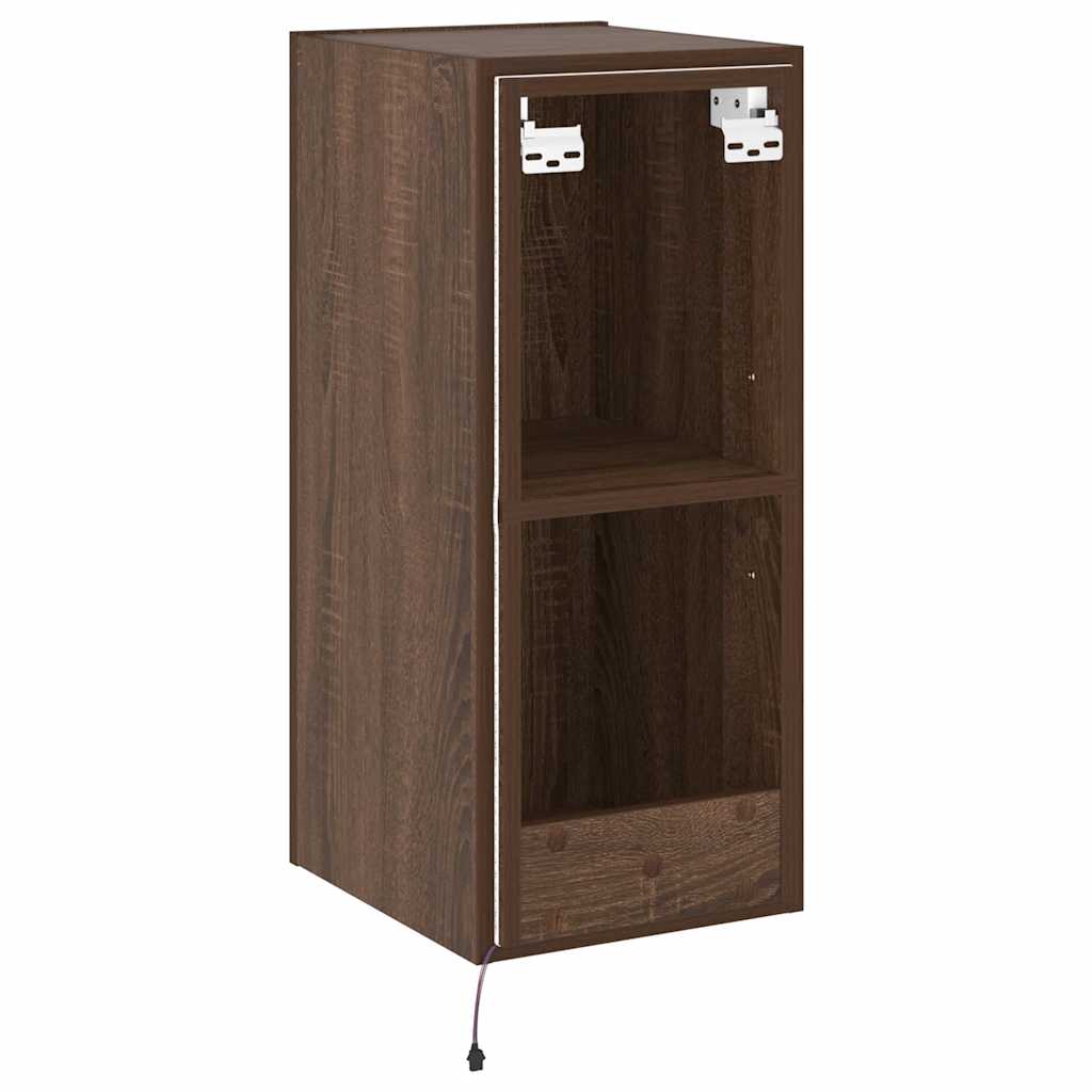Zidni TV ormarić s LED svjetlima boja hrasta 30,5 x 35 x 70 cm