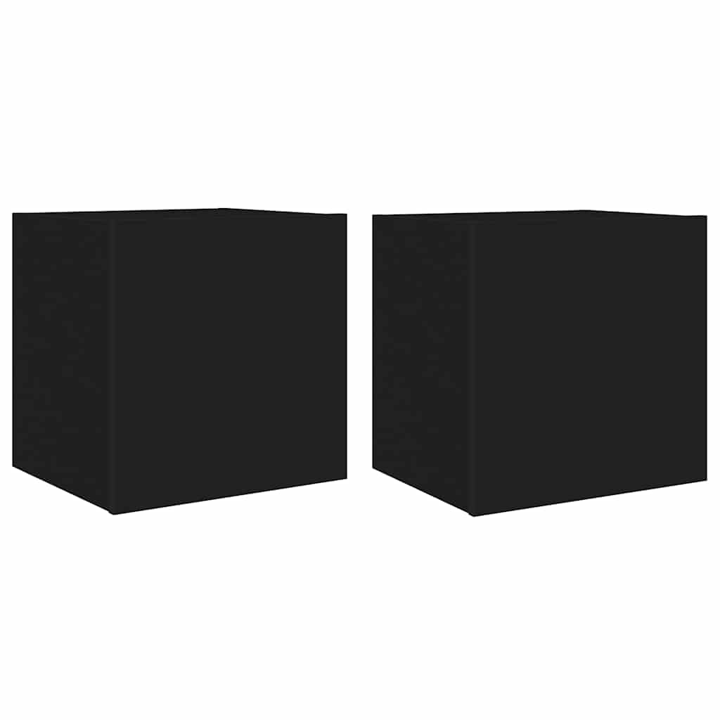 Zidni TV ormarići s LED svjetlima 2 kom crni 40,5 x 35 x 40 cm