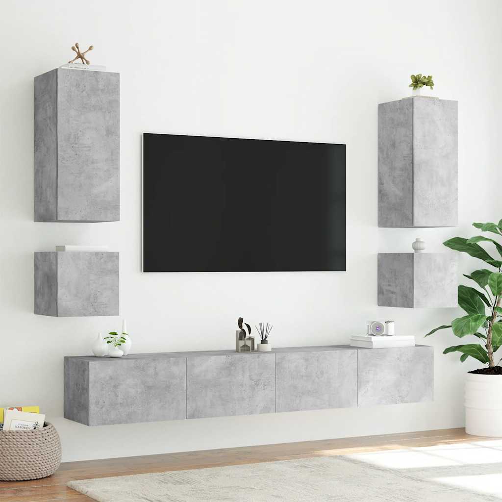 Zidni TV ormarići LED 2 kom siva boja betona 40,5 x 35 x 40 cm