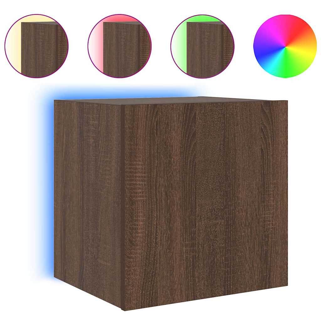 Zidni TV ormarići LED 2 kom smeđa boja hrasta 40,5 x 35 x 40 cm