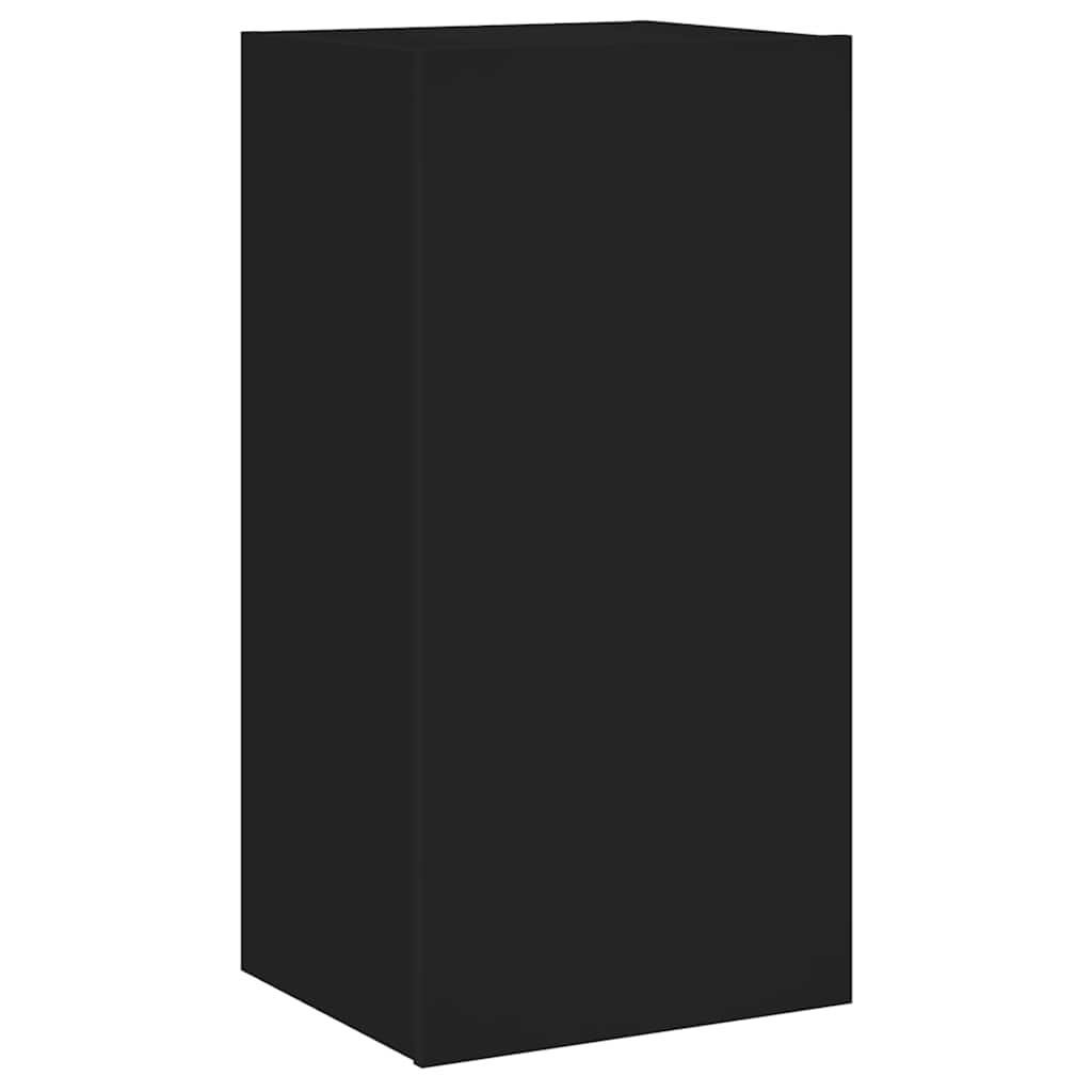 Zidni TV ormarić s LED svjetlima crni 40,5x35x80 cm