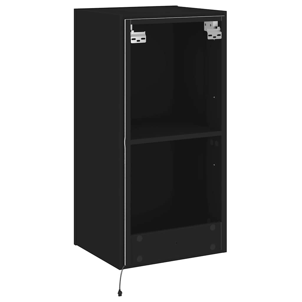 Zidni TV ormarić s LED svjetlima crni 40,5x35x80 cm