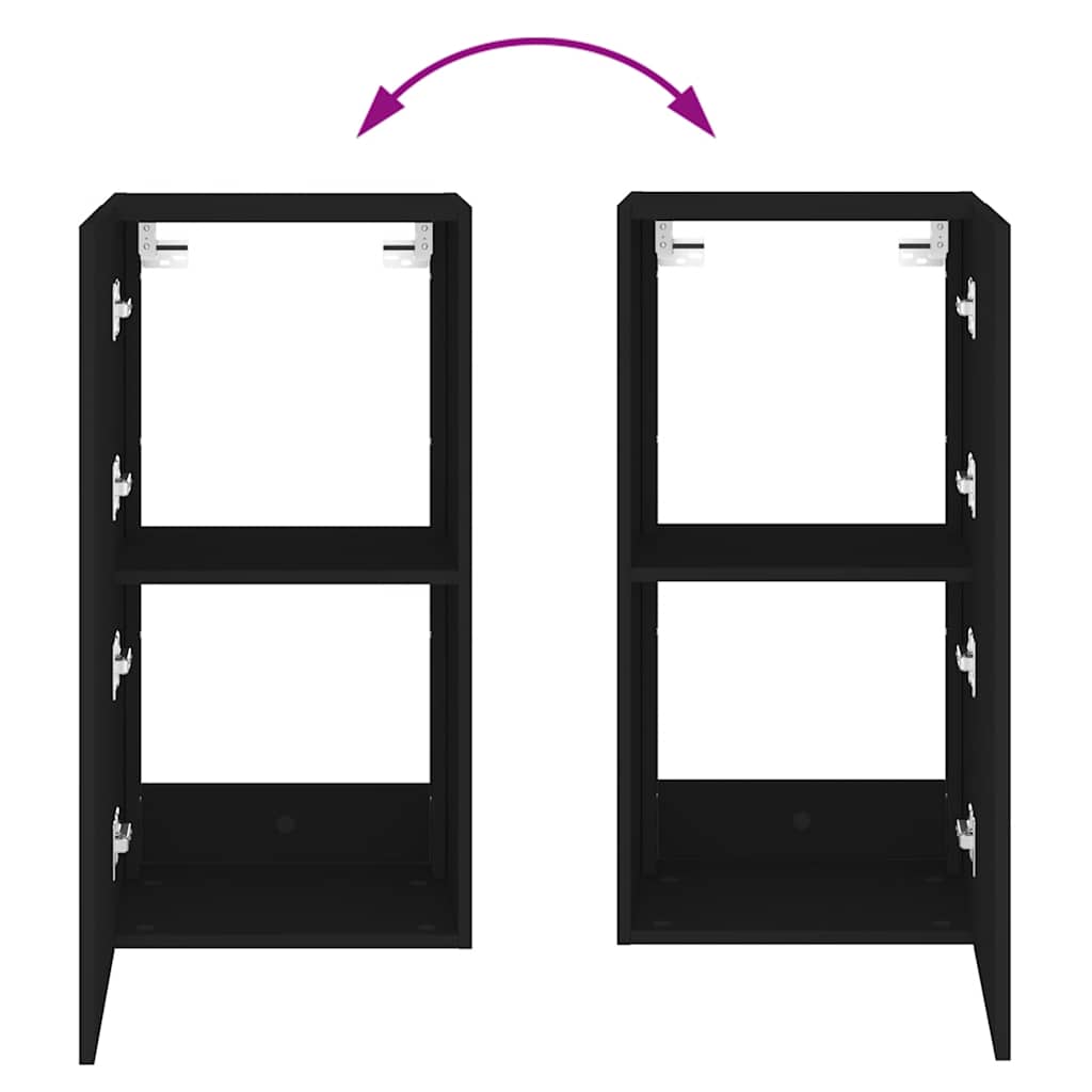 Zidni TV ormarić s LED svjetlima crni 40,5x35x80 cm