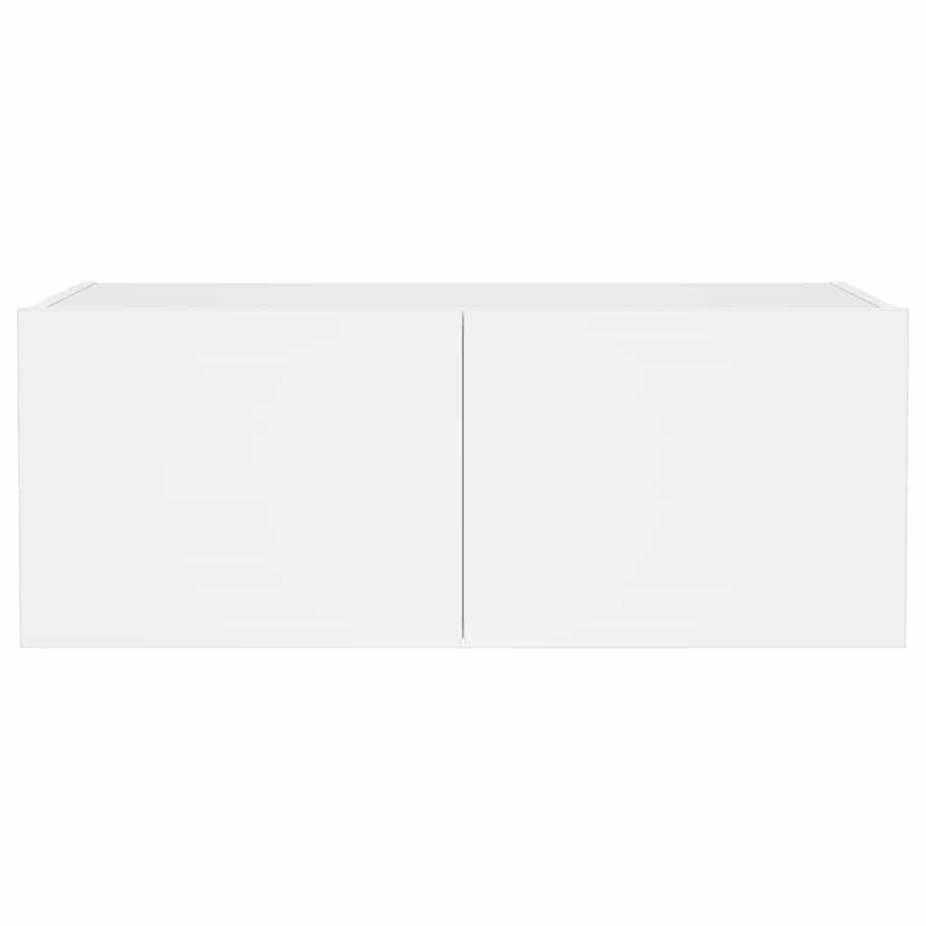 Zidni TV ormarić s LED svjetlima bijeli 80x35x31 cm