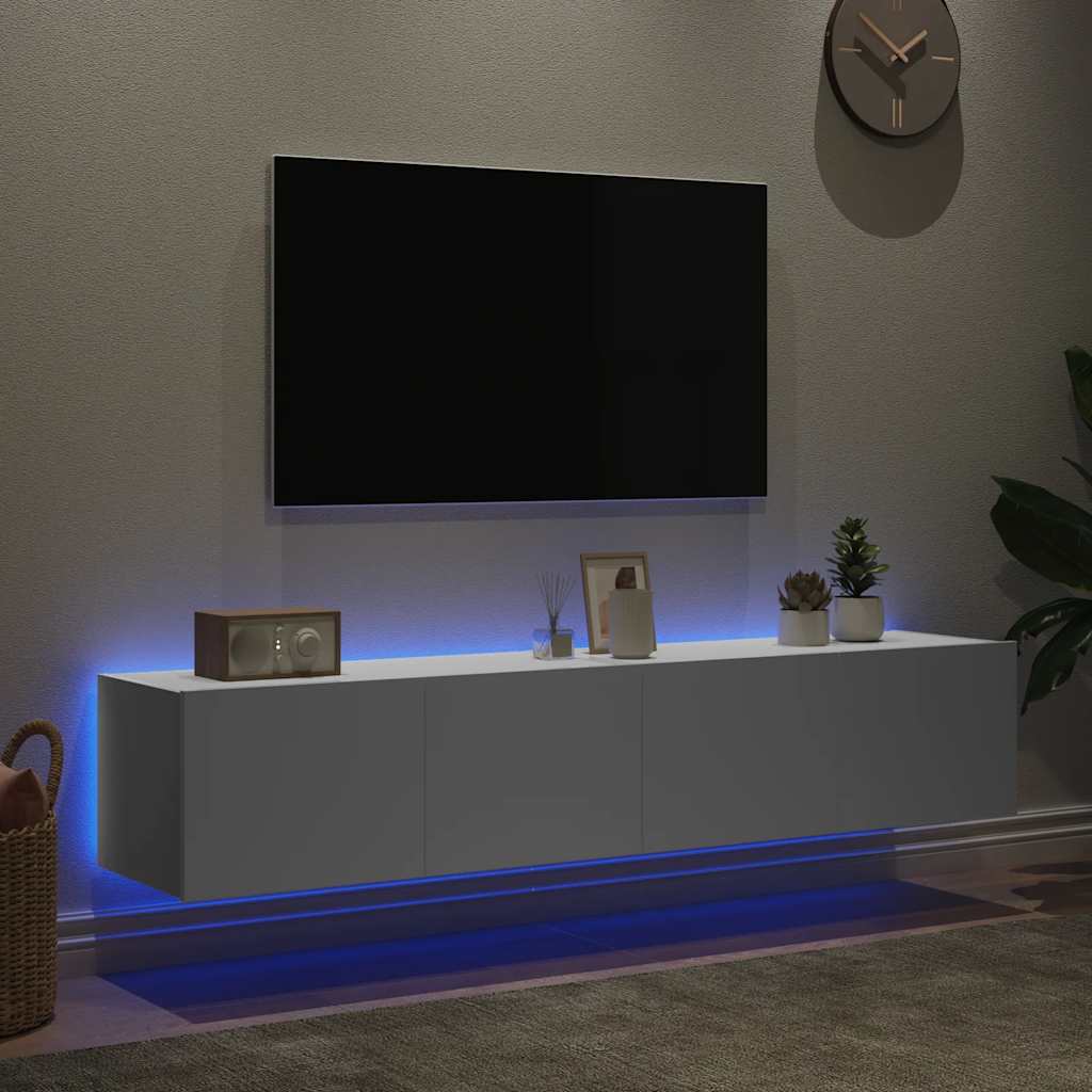 Zidni TV ormarići s LED svjetlima 2 kom bijeli 80x35x31 cm