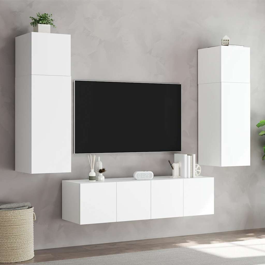 Zidni TV ormarići s LED svjetlima 2 kom bijeli 80x35x31 cm