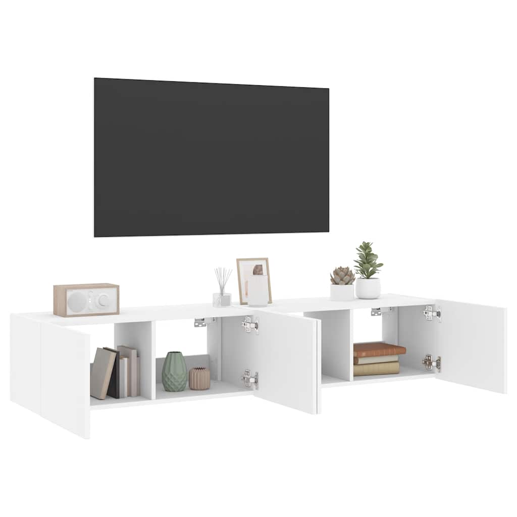 Zidni TV ormarići s LED svjetlima 2 kom bijeli 80x35x31 cm