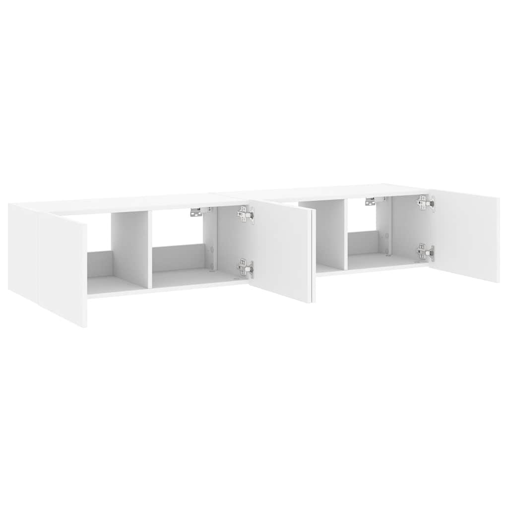 Zidni TV ormarići s LED svjetlima 2 kom bijeli 80x35x31 cm