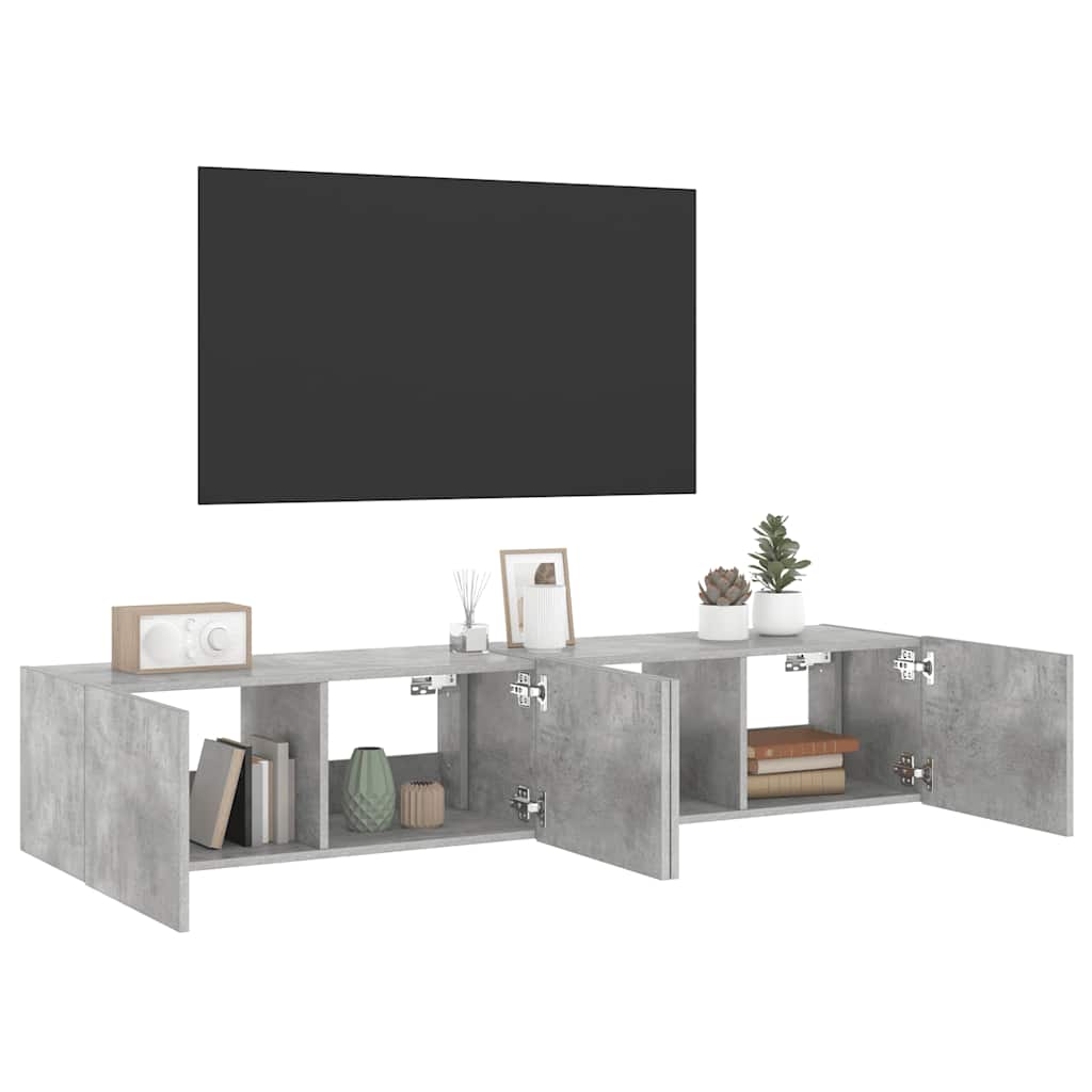 Zidni TV ormarići LED 2 kom boja betona 80x35x31 cm
