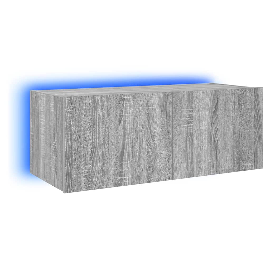 Zidni TV ormarić s LED svjetlima boja hrasta 80x35x31 cm