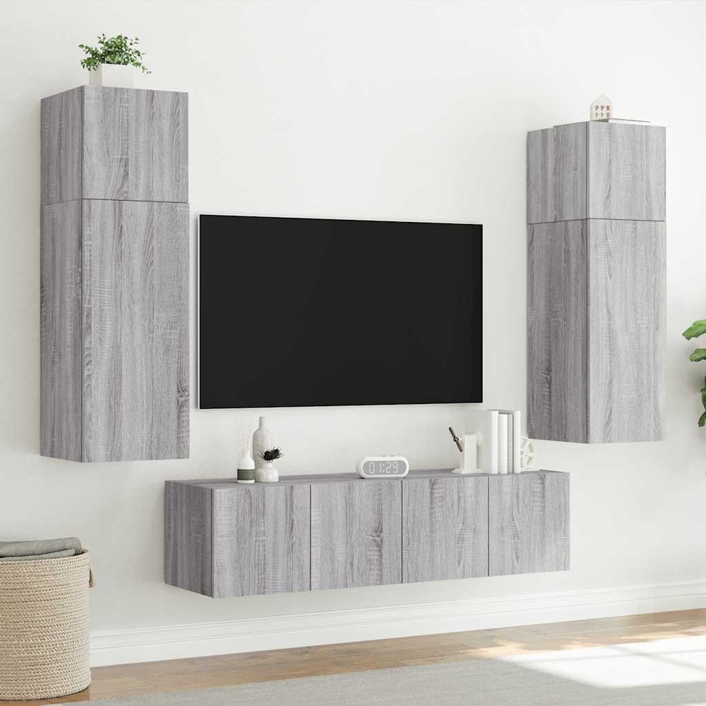 Zidni TV ormarić s LED svjetlima boja hrasta 80x35x31 cm