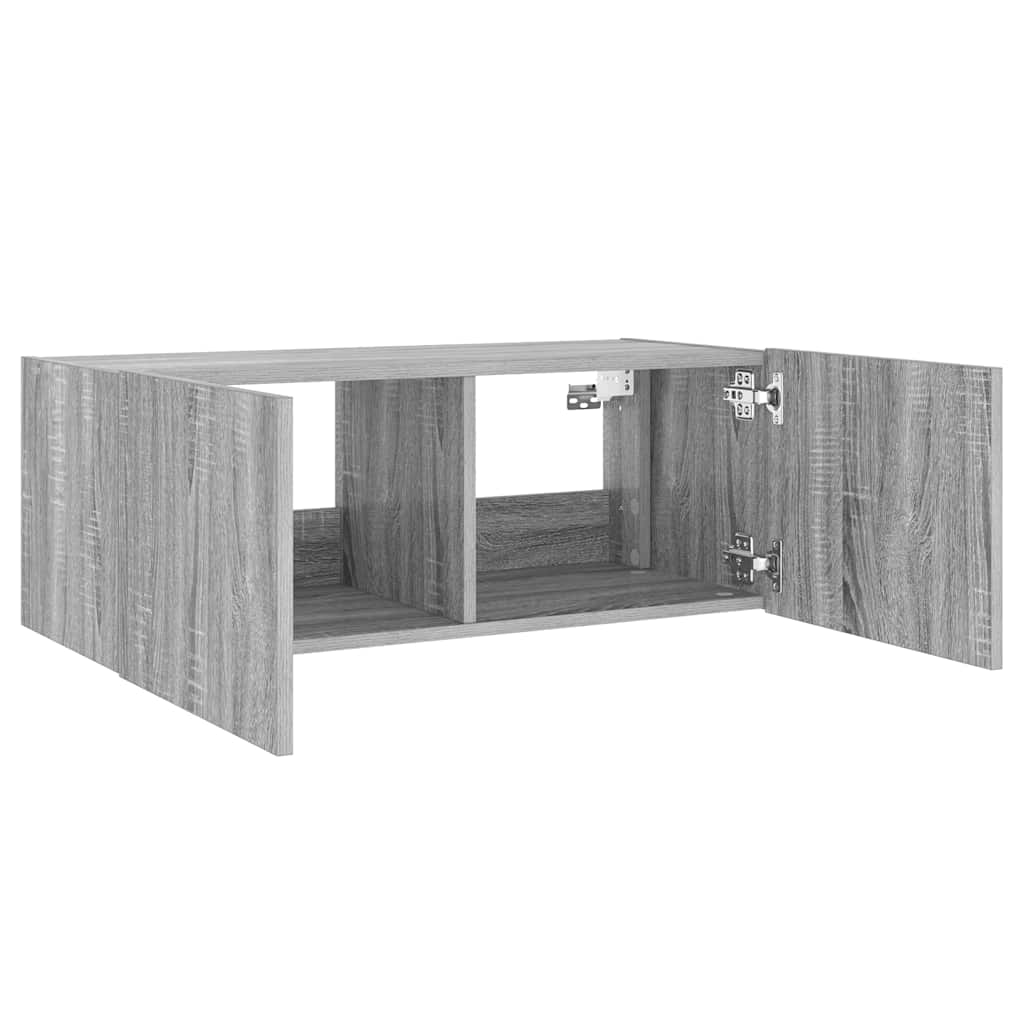 Zidni TV ormarić s LED svjetlima boja hrasta 80x35x31 cm